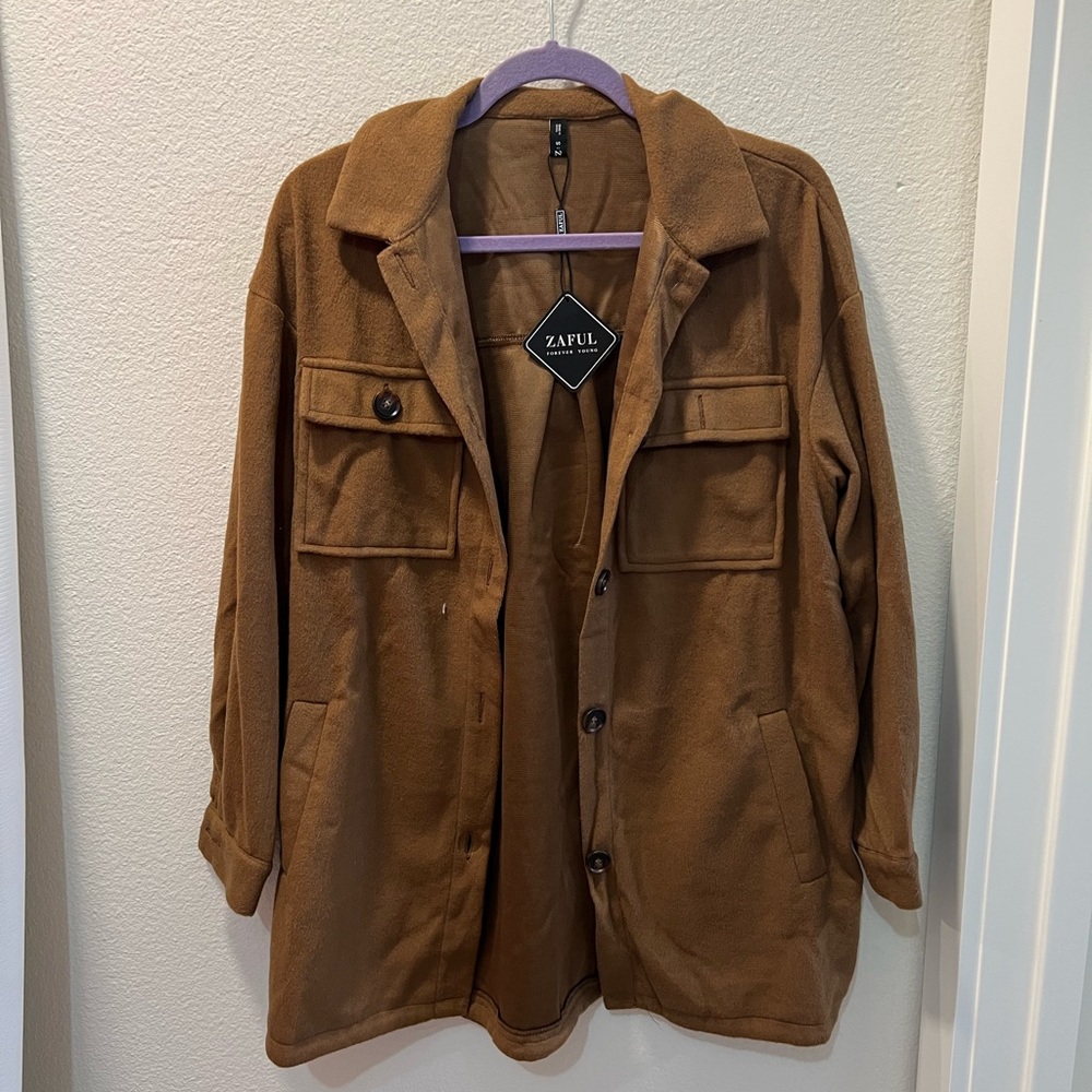 Brown Shacket / Button Up Jacket